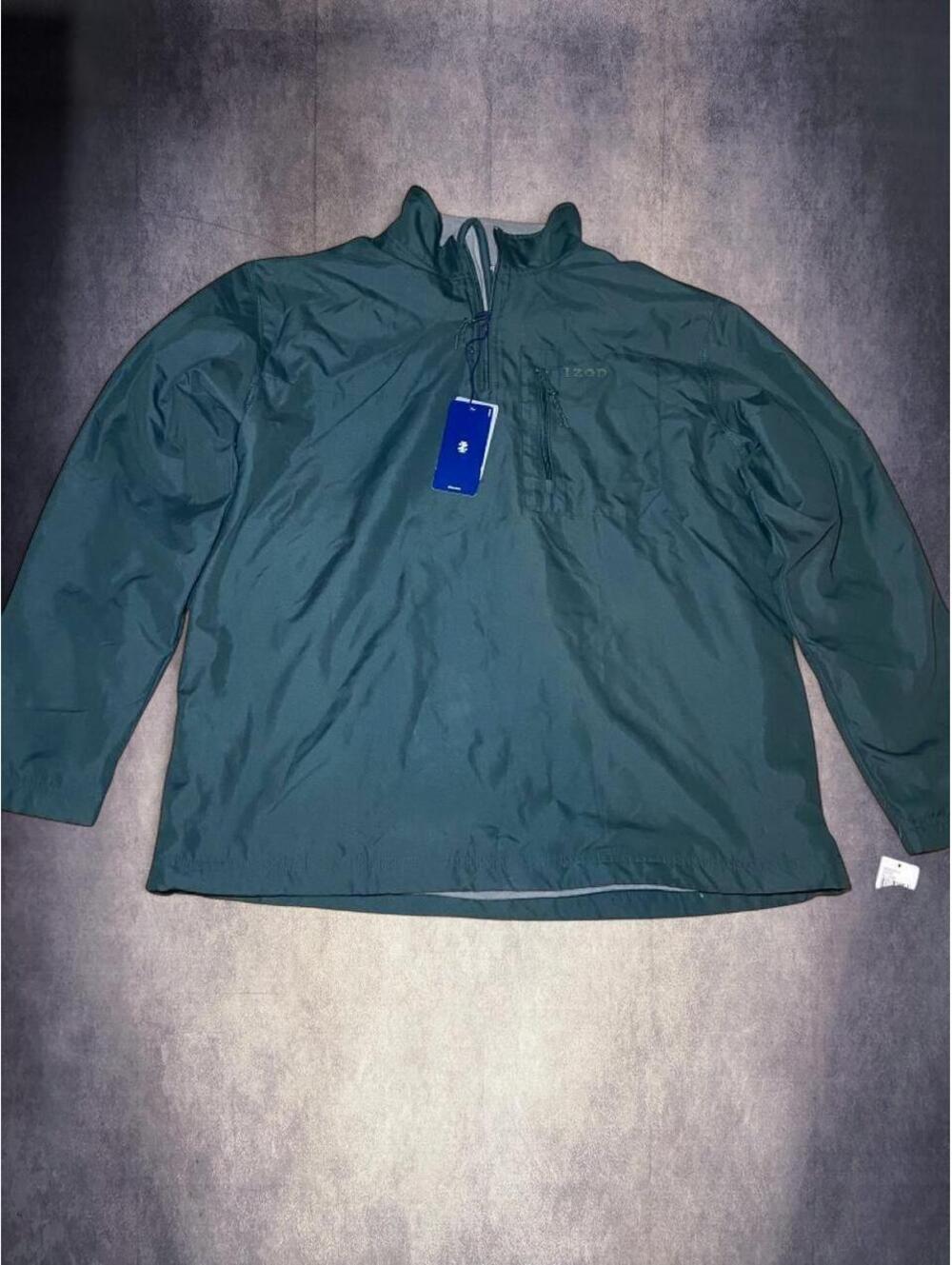 BRAND NEW Izod Fleeced lined green windbreaker jacket